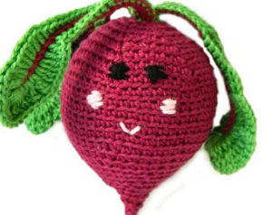 Beetroot baby rattle