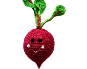 Beetroot baby rattle