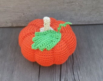 Halloween Pumpkin Organic toy 1pcs Orange crochet Fall decor