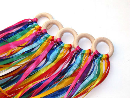 Waldorf Hand Kite 1pcs Montessori Leaning Toy Rainbow Colors Party Favor Movement Activity Rhythm Ribbons
