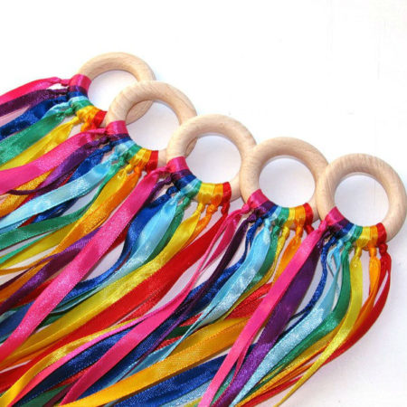 Waldorf Hand Kite 1pcs Montessori Leaning Toy Rainbow Colors Party Favor Movement Activity Rhythm Ribbons