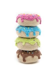 Crochet play food set 4pcs stuffed donut Teething toy