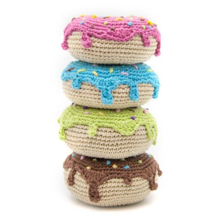 Crochet play food set 4pcs stuffed donut Teething toy