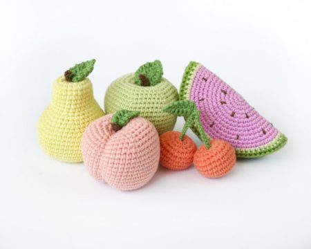 Crochet fruits Pastel colors set 5 pcs Pregnancy gift idea