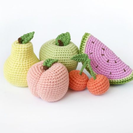 Crochet fruits Pastel colors set 5 pcs Pregnancy gift idea