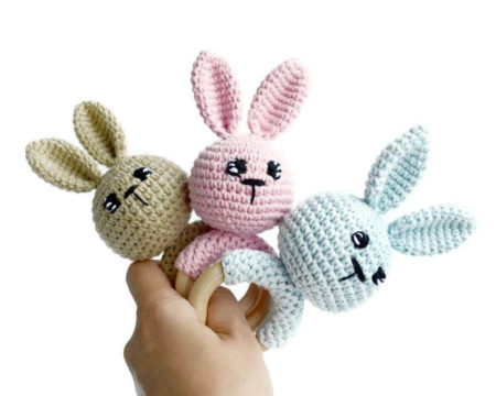 Bunny Rattle Toy New mom gift New baby gift