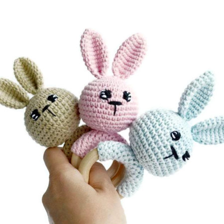 Bunny Rattle Toy New mom gift New baby gift